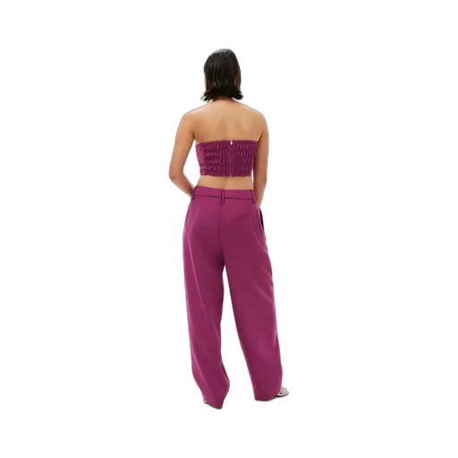Low-Rise Pleated Straight-Leg Trousers