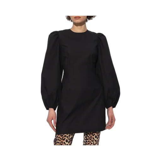 Puff Sleeved Open Back Mini Dress