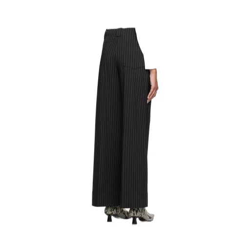 Striped High-Waisted Wide Trousers