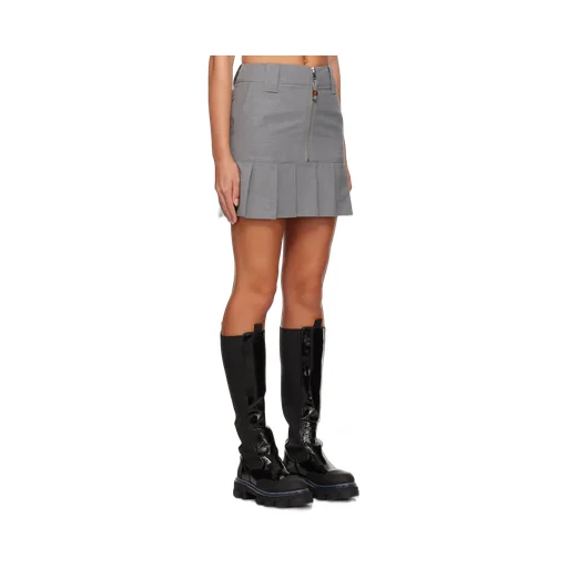 Zip-Up Pleated Mini Skirt