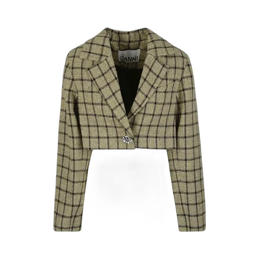 Checked Suiting Cropped Blazer