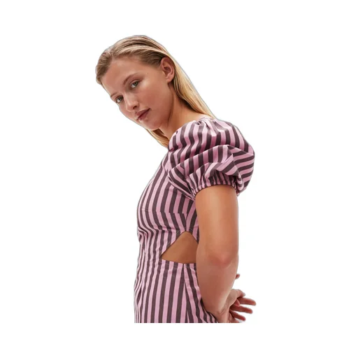 Striped Scoop Neck Midi Dress