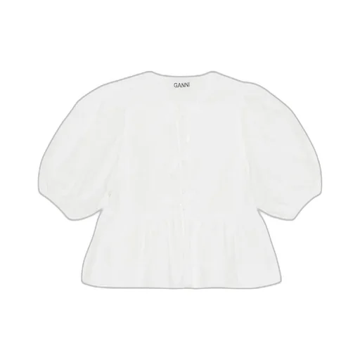 Poplin Peplum Tie Blouse