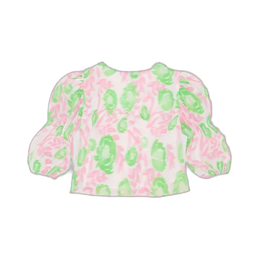 Pleated Georgette U-Neck Blouse