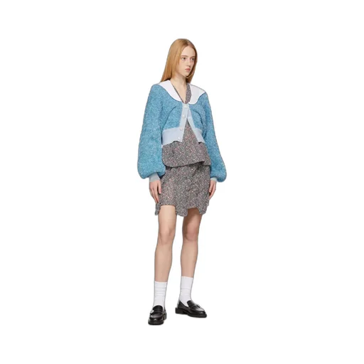 Floral-Print Panelled Mini Skirt