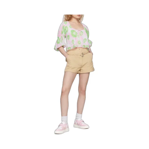 Pleated Georgette U-Neck Blouse