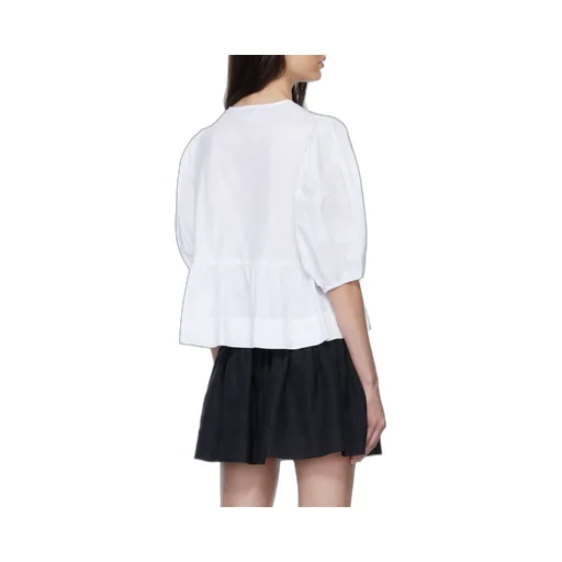Poplin Peplum Tie Blouse