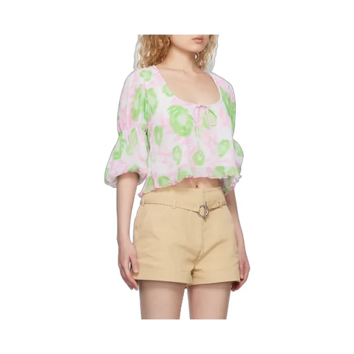 Pleated Georgette U-Neck Blouse