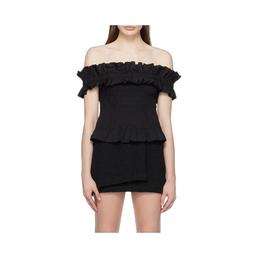 Poplin Off-Shoulder Smock Top