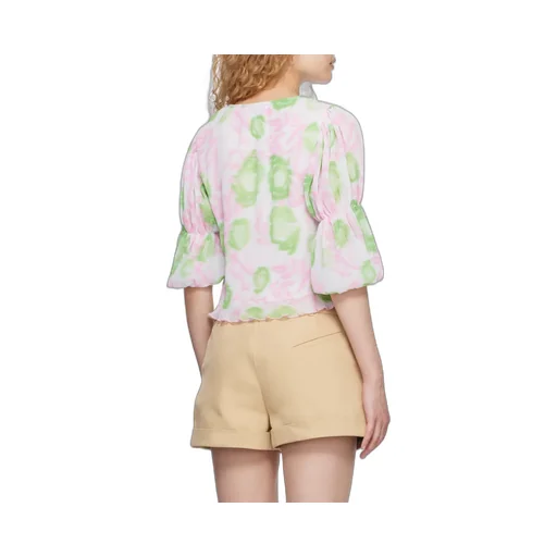 Pleated Georgette U-Neck Blouse