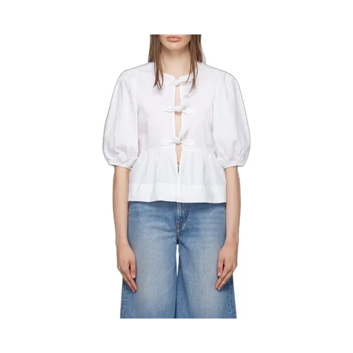 Poplin Peplum Tie Blouse