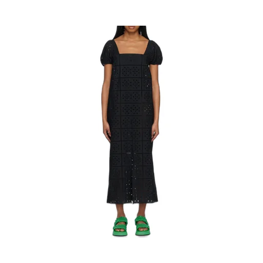 Square-Neck Broderie Anglaise Midi Dress