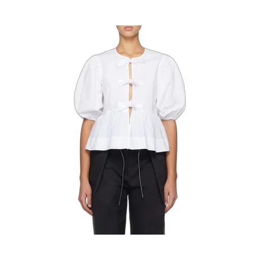 Poplin Peplum Tie Blouse