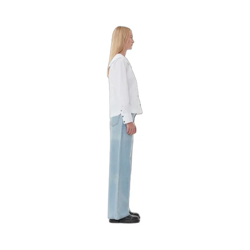White Cotton Poplin Double-Collar Shirt