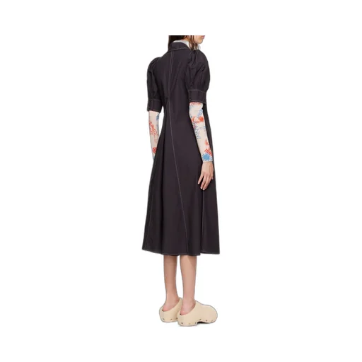 Poplin V-Neck Midi Dress
