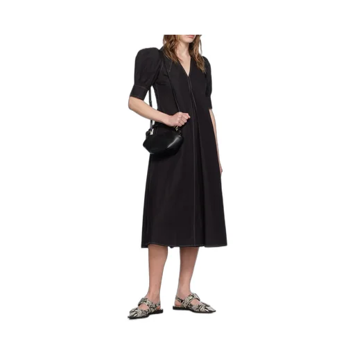 Poplin V-Neck Midi Dress