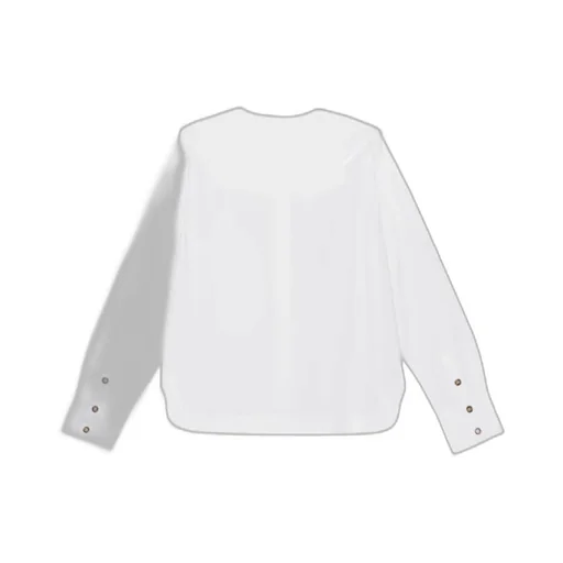 White Cotton Poplin Double-Collar Shirt