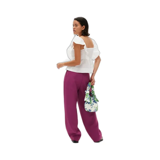 Low-Rise Pleated Straight-Leg Trousers