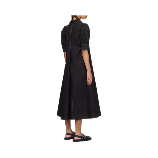 Poplin V-Neck Midi Dress
