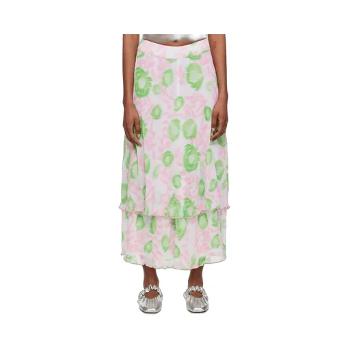 Pleated Georgette Layered Maxi Skirt