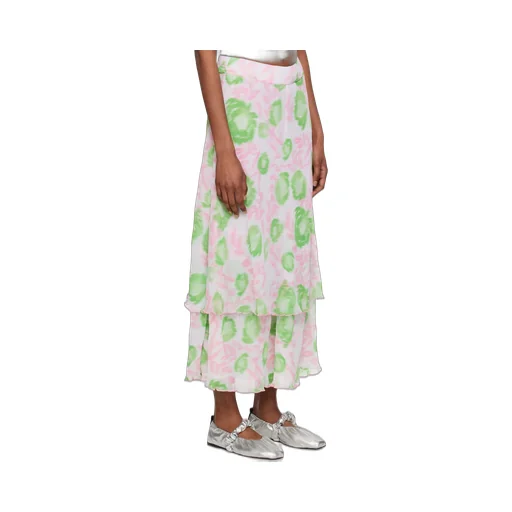 Pleated Georgette Layered Maxi Skirt