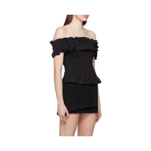 Poplin Off-Shoulder Smock Top