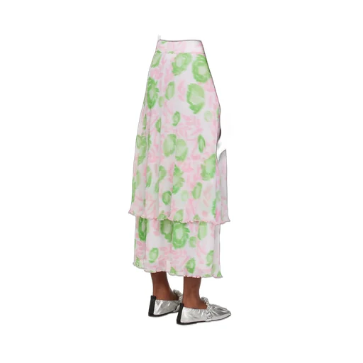 Pleated Georgette Layered Maxi Skirt
