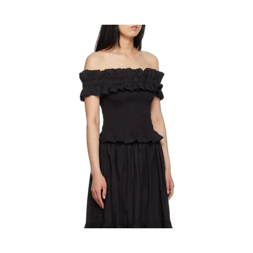 Poplin Off-Shoulder Smock Top