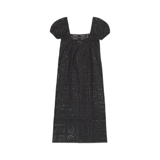 Square-Neck Broderie Anglaise Midi Dress