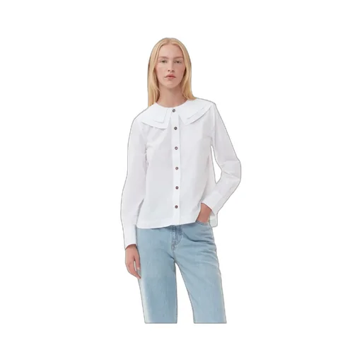 White Cotton Poplin Double-Collar Shirt