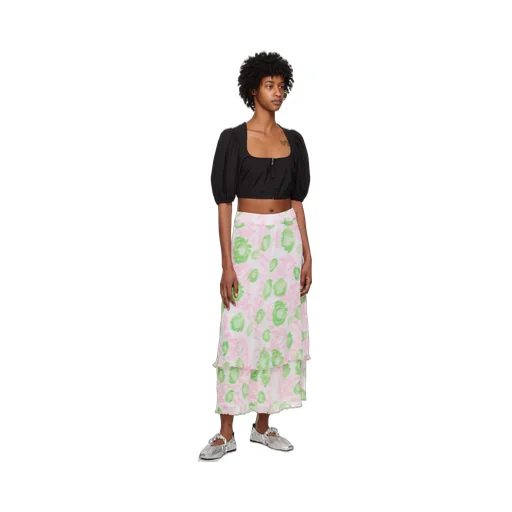 Pleated Georgette Layered Maxi Skirt