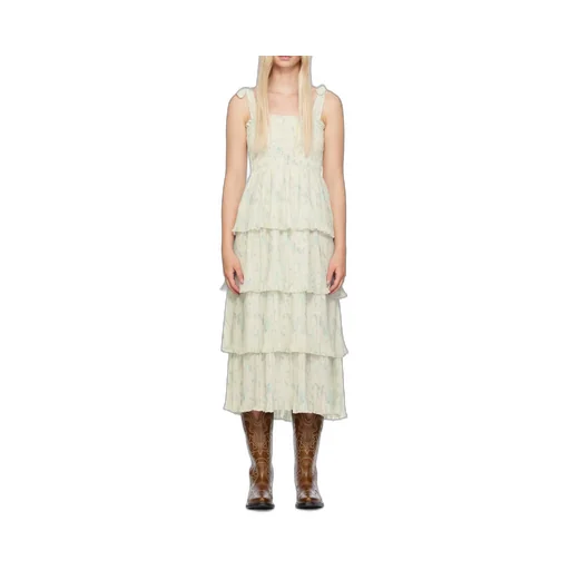 Tofu Floral Printed Pleated Midi Dress