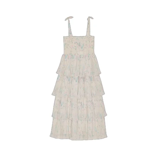 Tofu Floral Printed Pleated Midi Dress