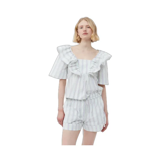 Ruffle Detailed Square Neck Blouse