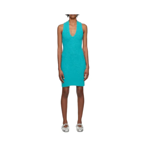Blue Brushed Alpaca Mini Dress