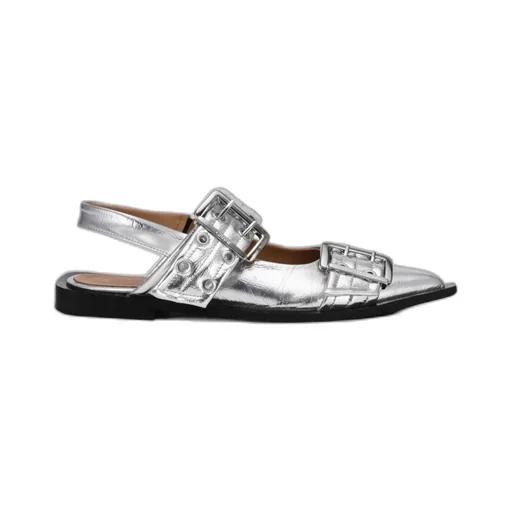 Double-Buckled Pointed-Toe Ballerina Shoes