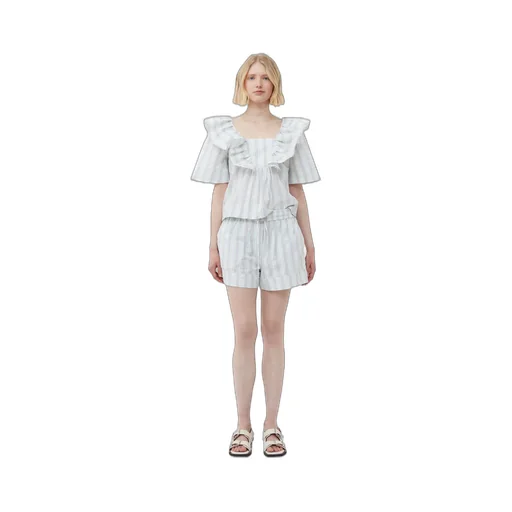 Ruffle Detailed Square Neck Blouse