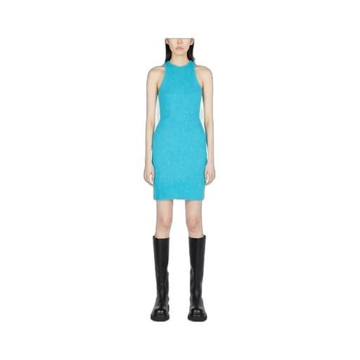 Blue Brushed Alpaca Mini Dress