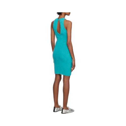 Blue Brushed Alpaca Mini Dress