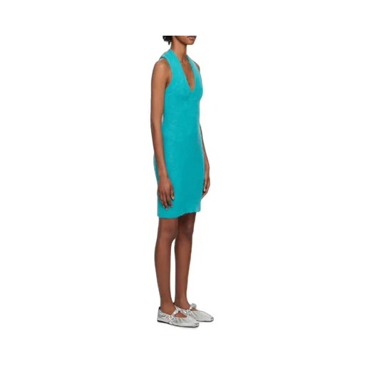Blue Brushed Alpaca Mini Dress
