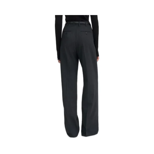 Pinstriped Wide-Leg Pants