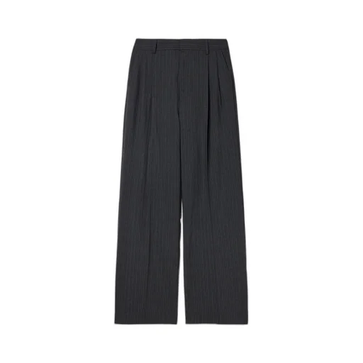 Pinstriped Wide-Leg Pants