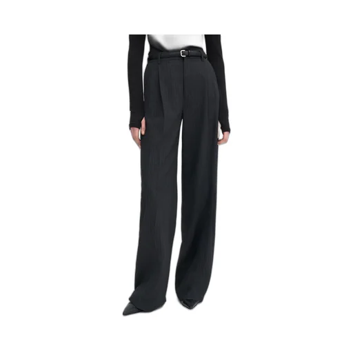 Pinstriped Wide-Leg Pants