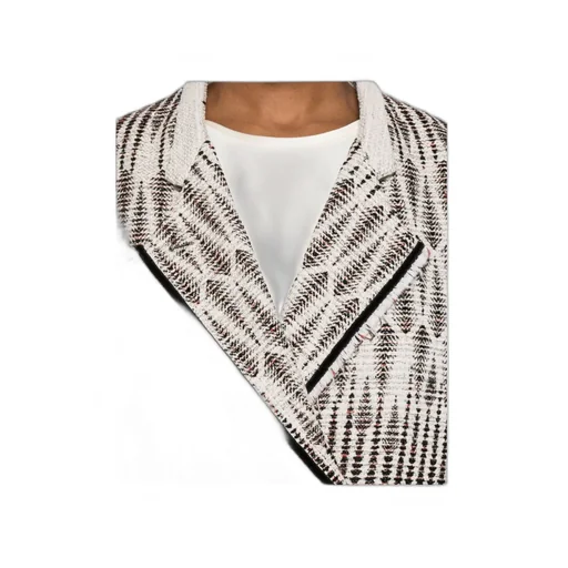 Geometric Patterned Double-Breasted Jacket