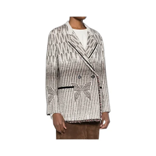 Geometric Patterned Double-Breasted Jacket