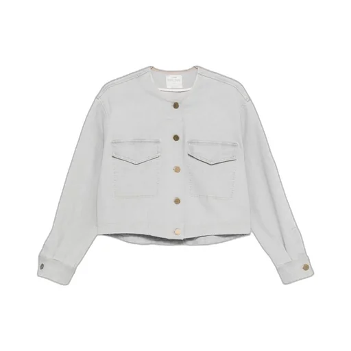 Buttoned Crewneck Denim Overshirt