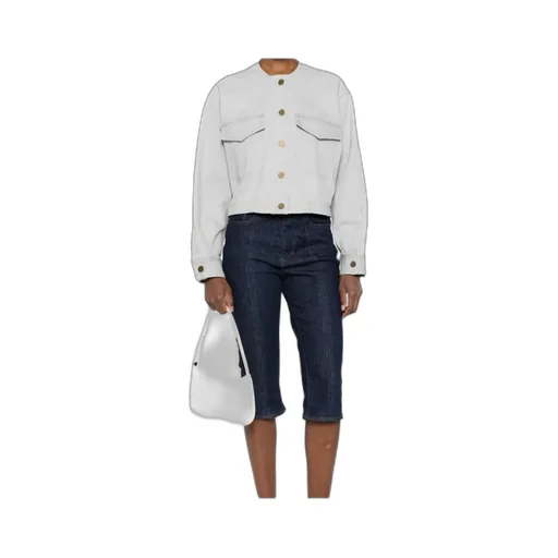 Buttoned Crewneck Denim Overshirt