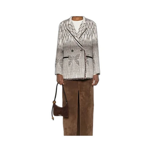 Geometric Patterned Double-Breasted Jacket