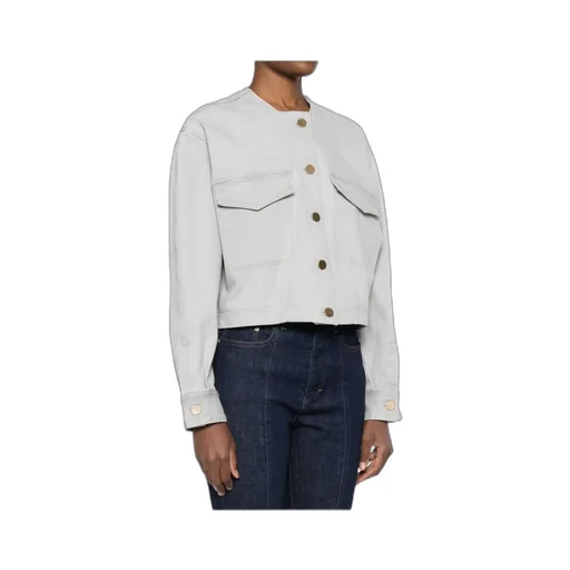 Buttoned Crewneck Denim Overshirt