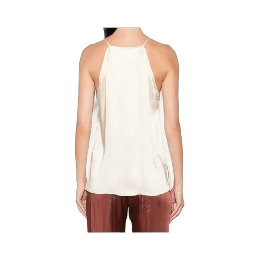 Silver Pinstripe Satin Strap Top